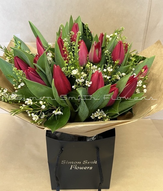 Click to view Red Tulip Hand Tied
