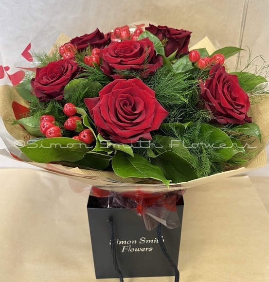 Click to view 6 Explorer Rose Hand Tied